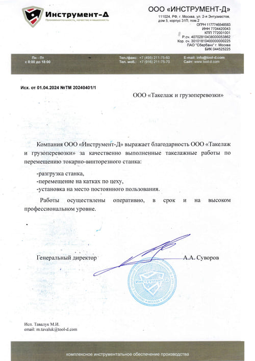 ООО Инструмент-Д 2024 год